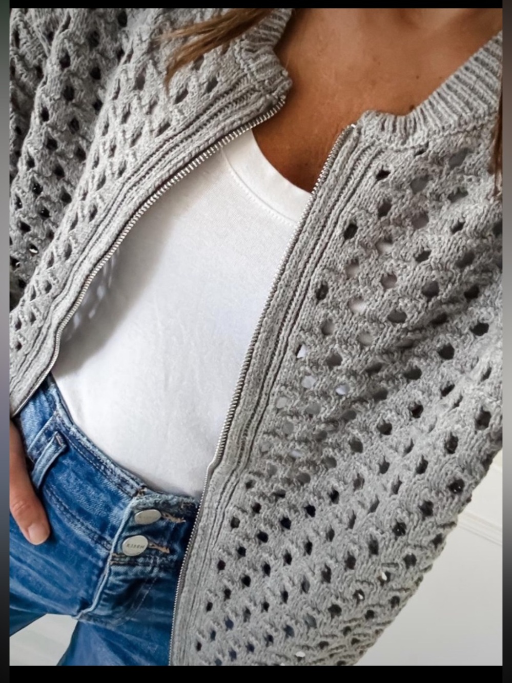 ELAN Gray zip up cardigan🚌